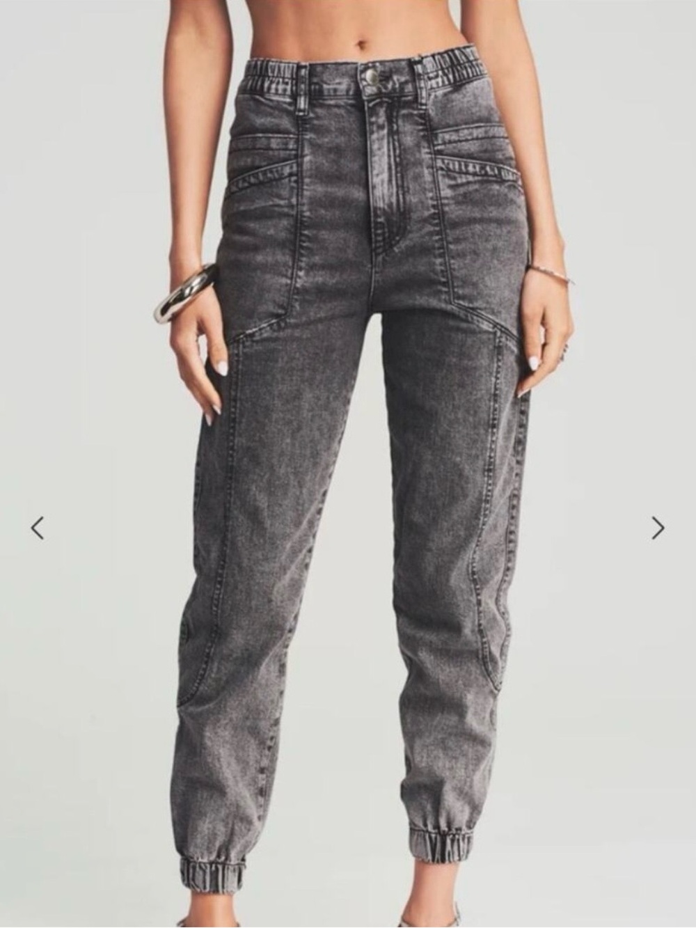 Retrofete Myla Acid Wash Black Jogger Jeans Size 26 | Hematite